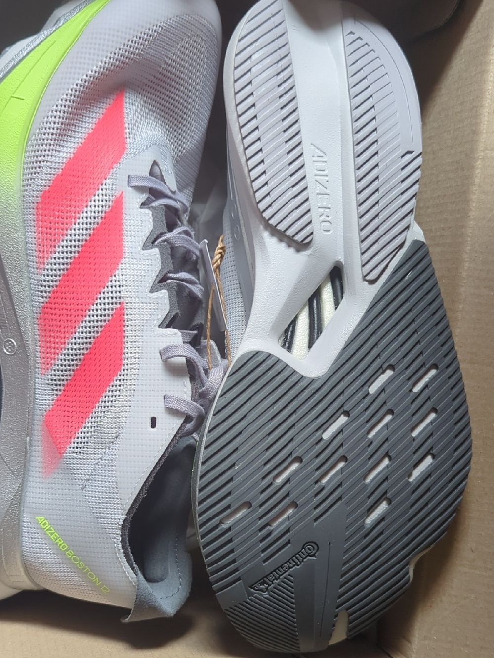 adidas White Running Shoes with Neon Pink and Lime Accents